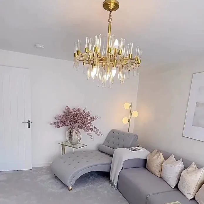 Modern Style Crystal Chandelier in Gold Finish