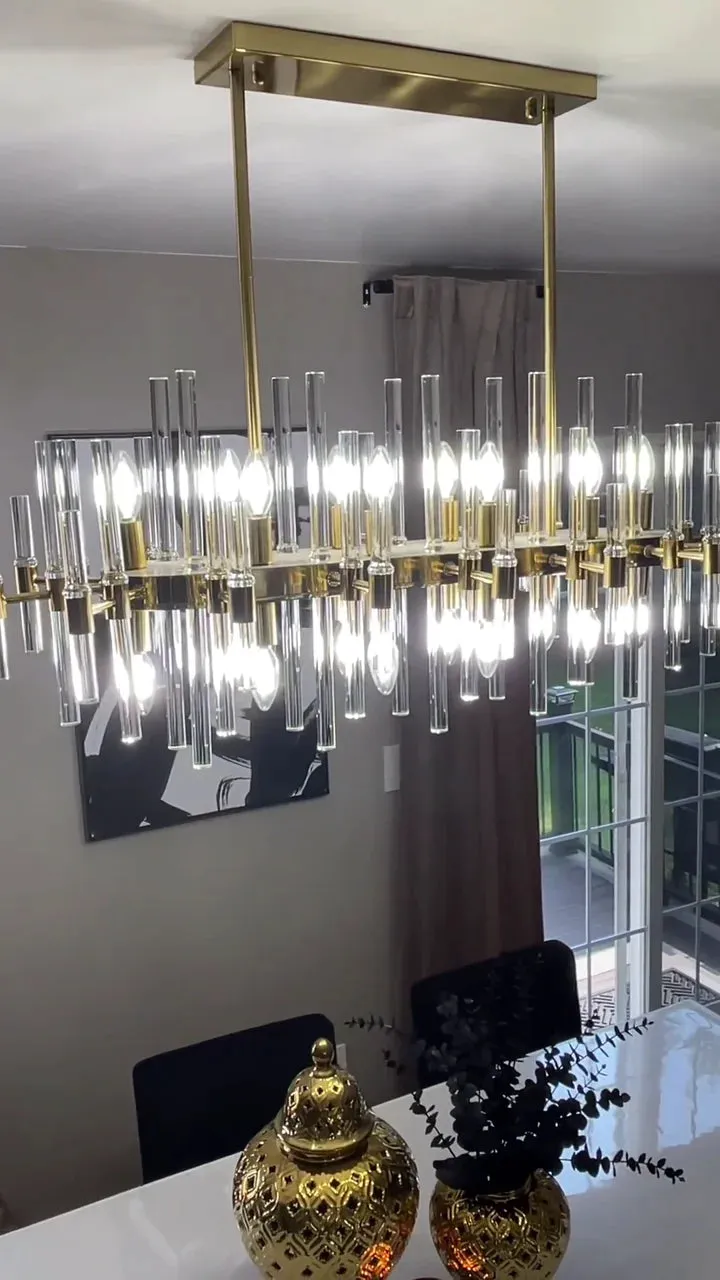 Modern Style Crystal Chandelier in Gold Finish