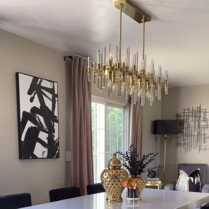 Modern Style Crystal Chandelier in Gold Finish