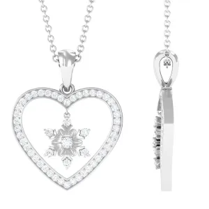 Moissanite Snowflake Heart Pendant Necklace