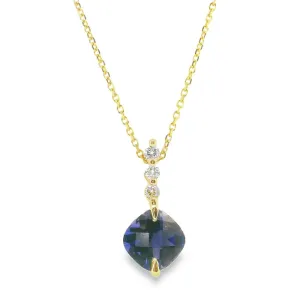 Mountz Collection Iolite and Diamond Pendant Necklace in 14K Yellow Gold