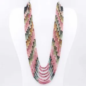 Multi Color Tourmaline Necklace Layered Necklace Faceted Necklace Long Necklace Sarafa Necklace Indian Necklace SKU 6143230