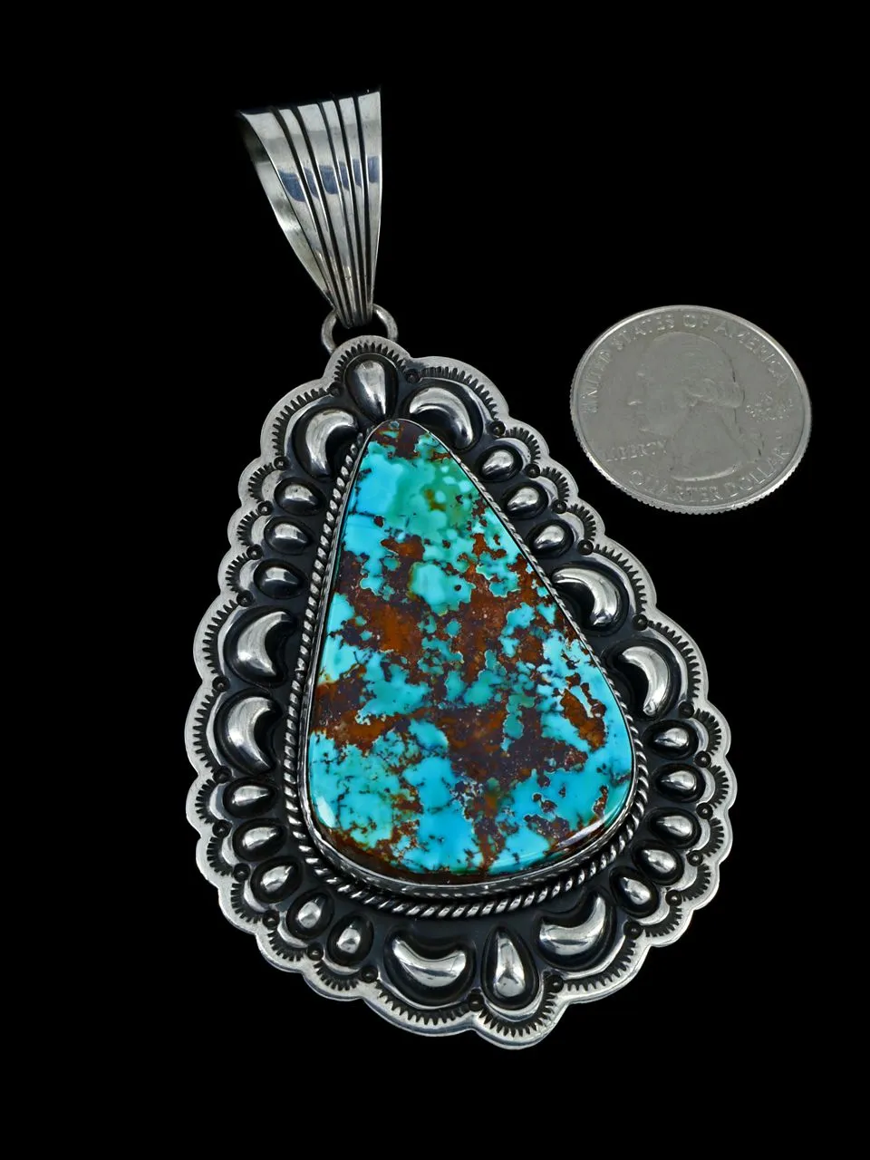 Native American Sterling Silver Natural Royston Turquoise Pendant