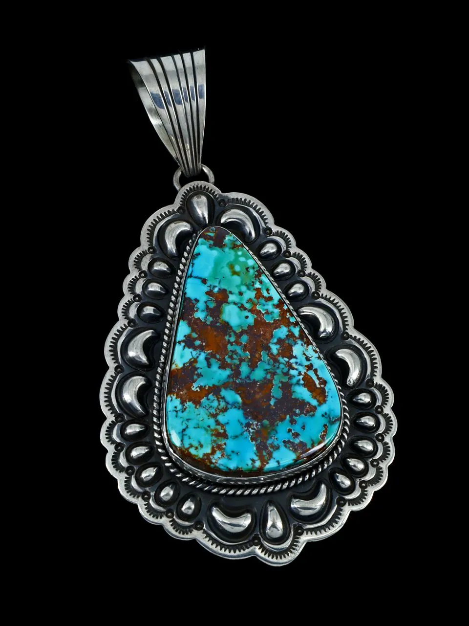 Native American Sterling Silver Natural Royston Turquoise Pendant