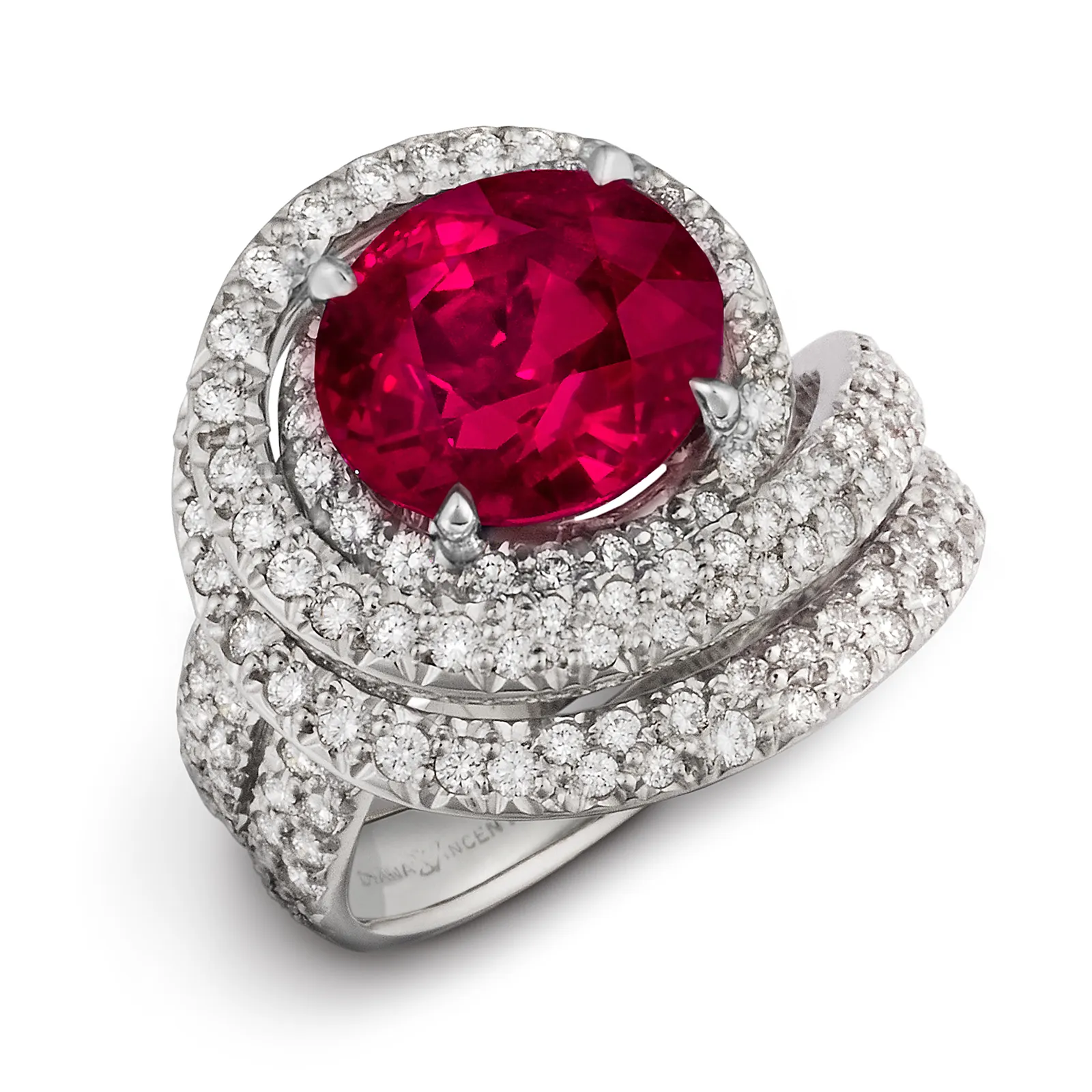 Natural Burma Ruby and Diamond Ring