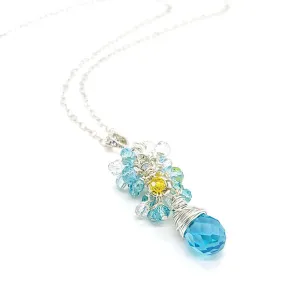 Necklace - Aquamarine Crystal Teardrop Cluster by Sugar Sidewalk