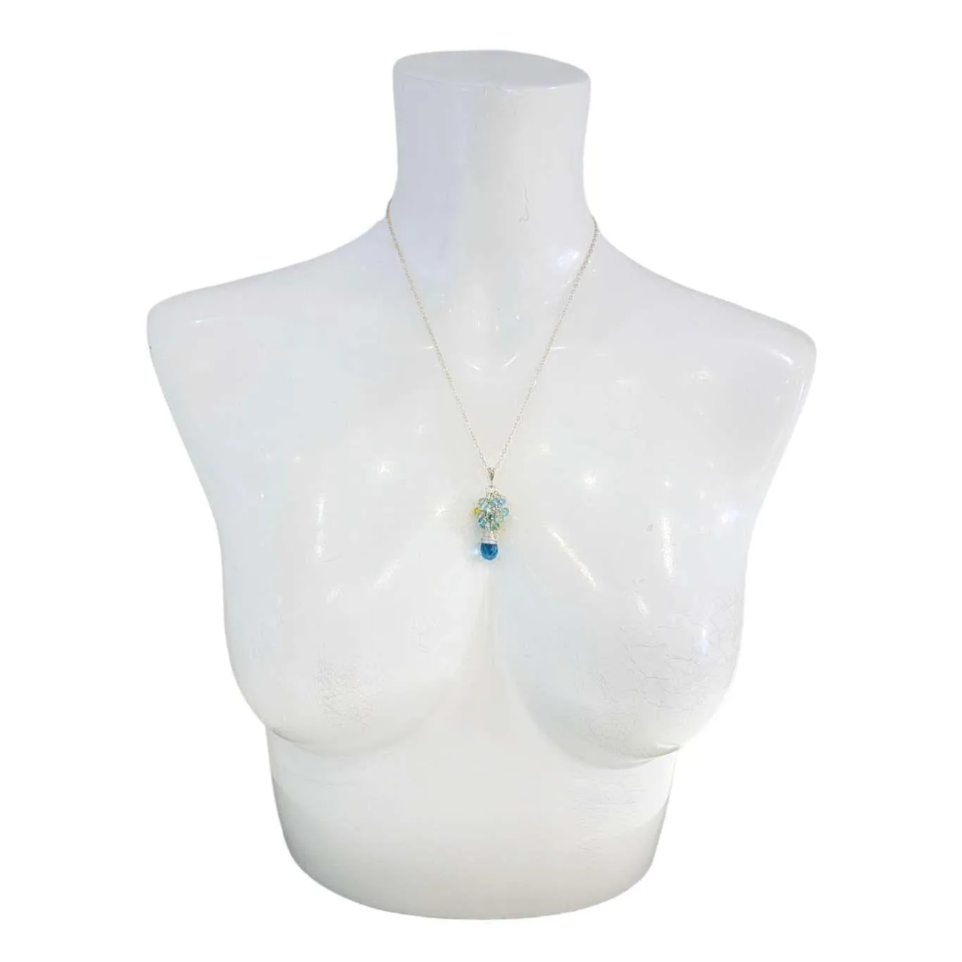 Necklace - Aquamarine Crystal Teardrop Cluster by Sugar Sidewalk