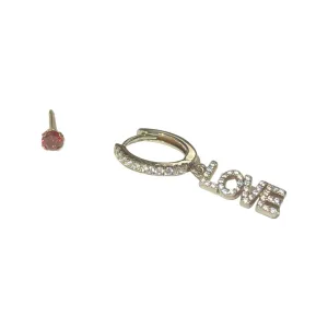 Noellery Silver Love Huggie Garnet Stud Set