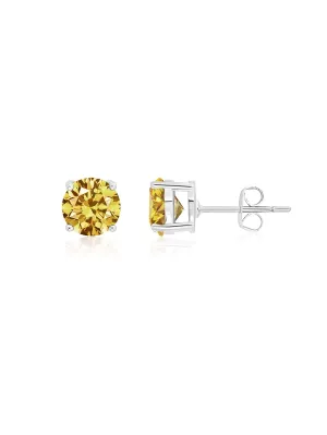 November Birthstone Stud Earrings Finished in Pure Platinum