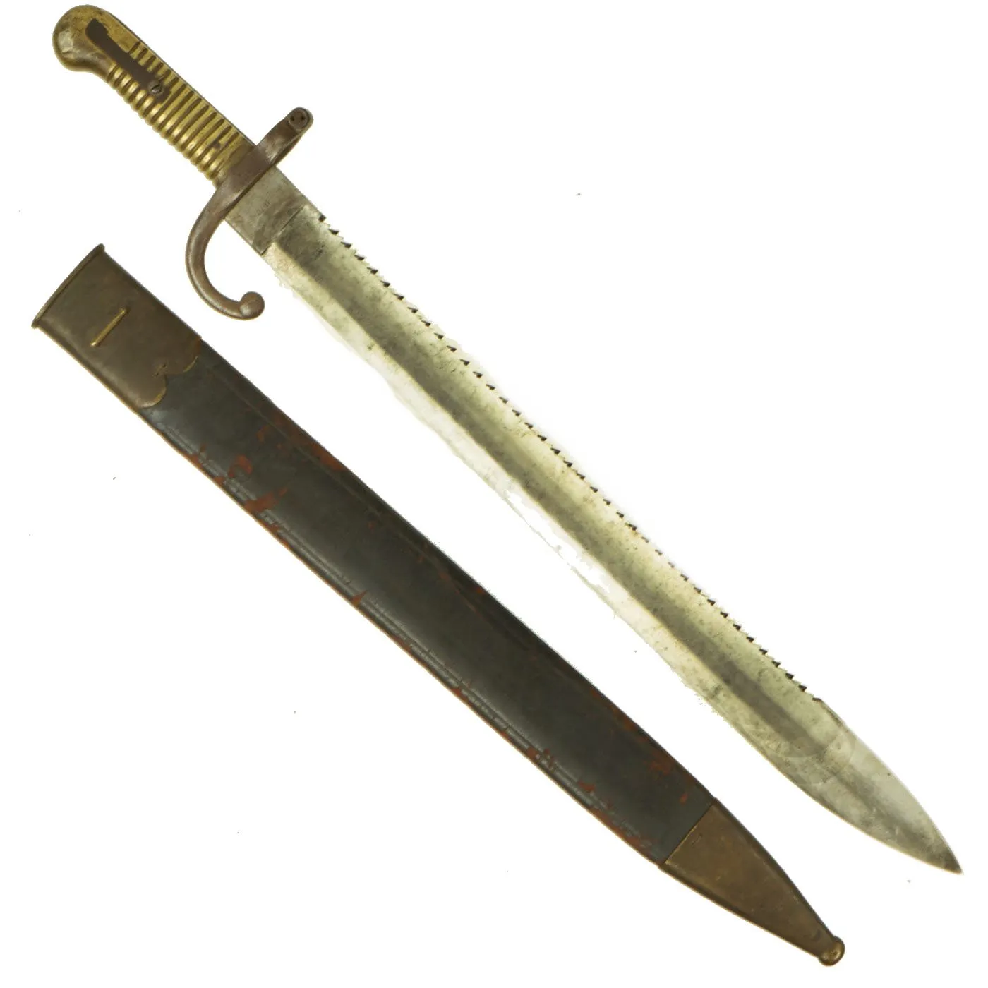 Original Belgian Terssen Model 1868 Pioneer Sawback Bayonet for Comblain Rifle dated 1879 with Scabbard