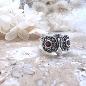 Owl Garnet Ring