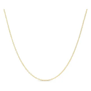 Paris Jewelry 18k Yellow Gold Cable Chain Necklace Italian 1.3mm, 18 inches length Plated