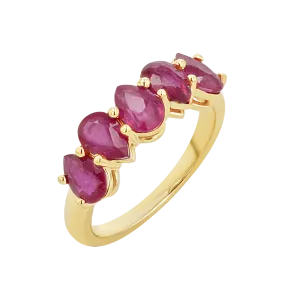 Pear Shape Ruby Half Eternity