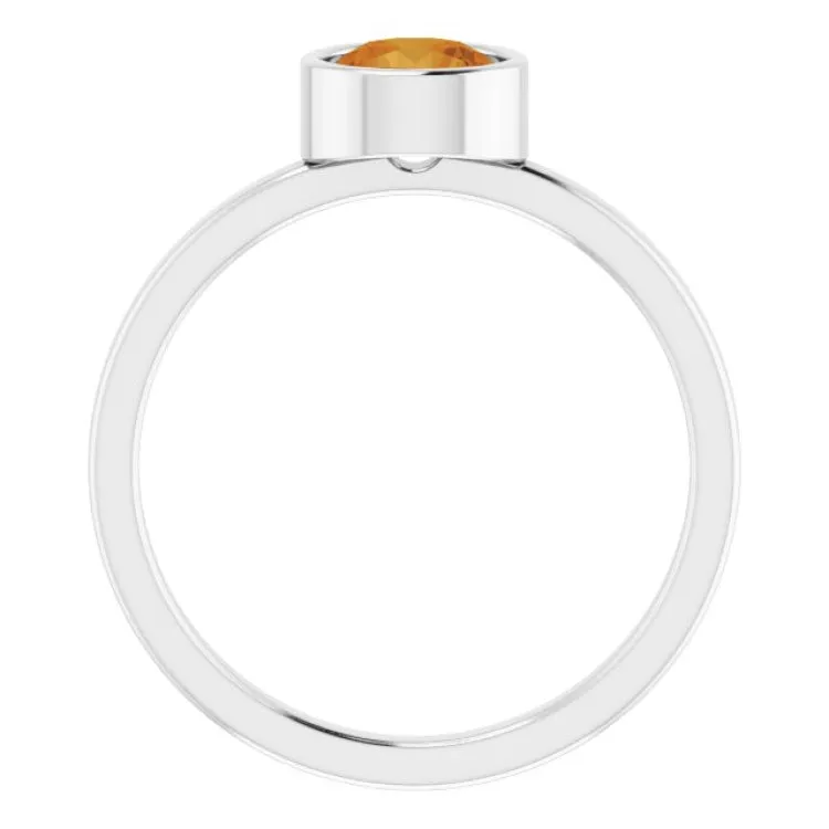 Platinum 6 mm Natural Citrine Ring