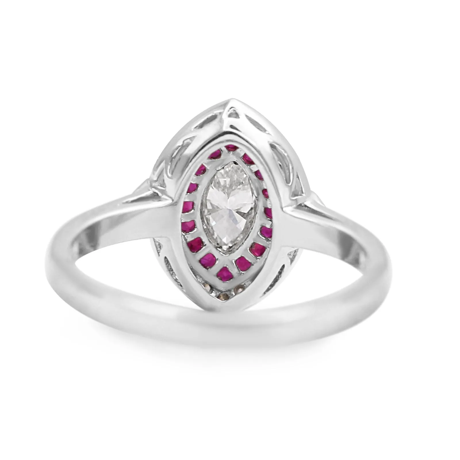 Platinum Diamond and Ruby Ring