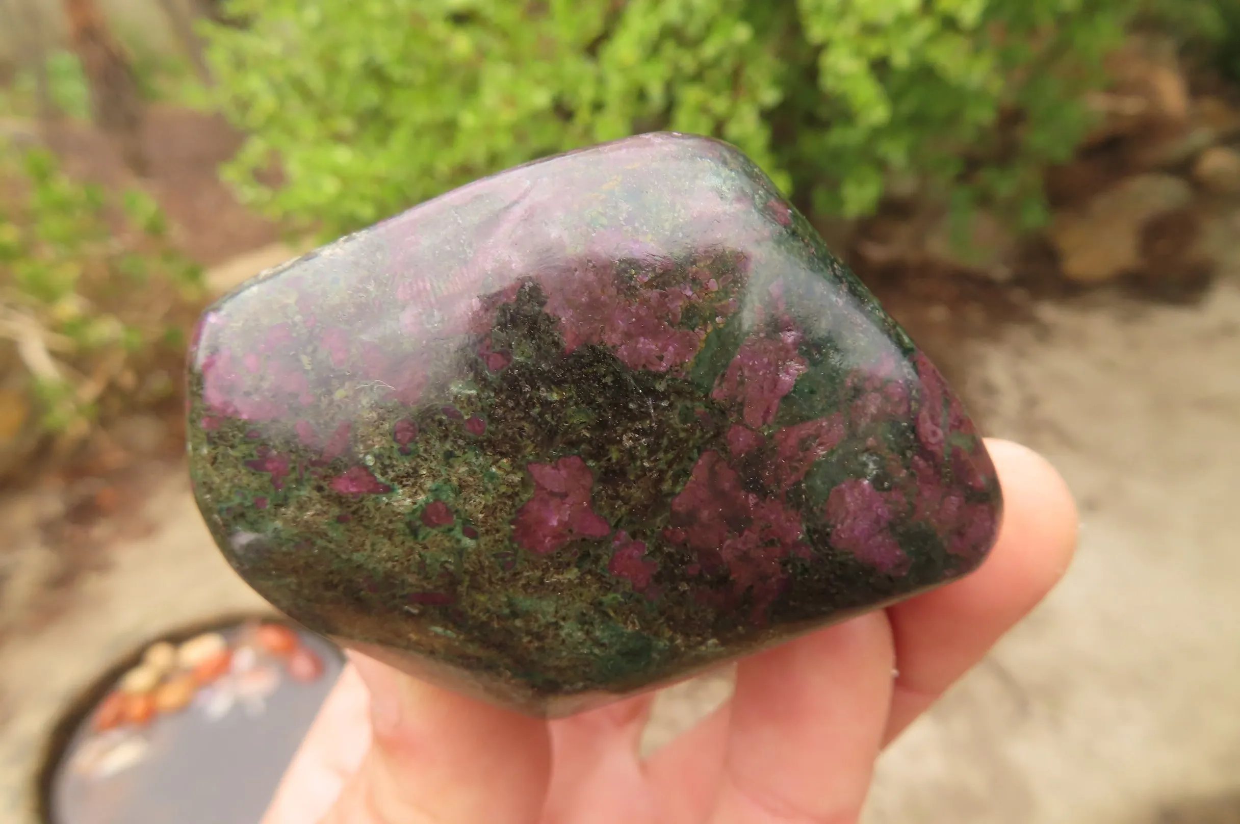 Polished Rare Ruby Corundum & Green Verdite Free Forms x 4 From Zimbabwe