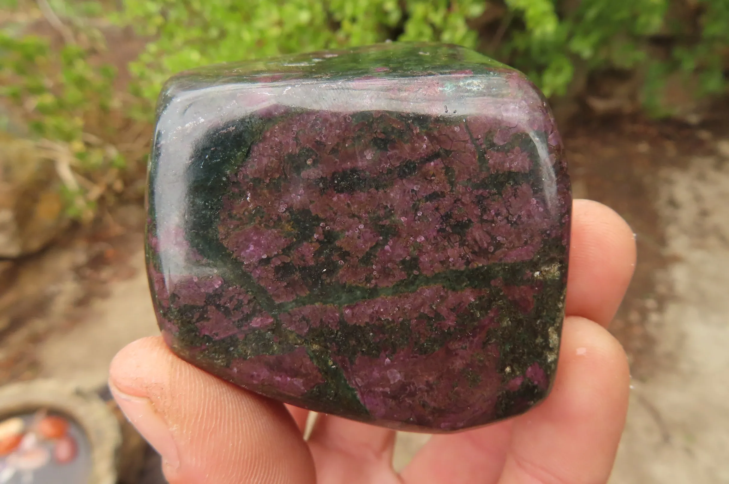 Polished Rare Ruby Corundum & Green Verdite Free Forms x 4 From Zimbabwe