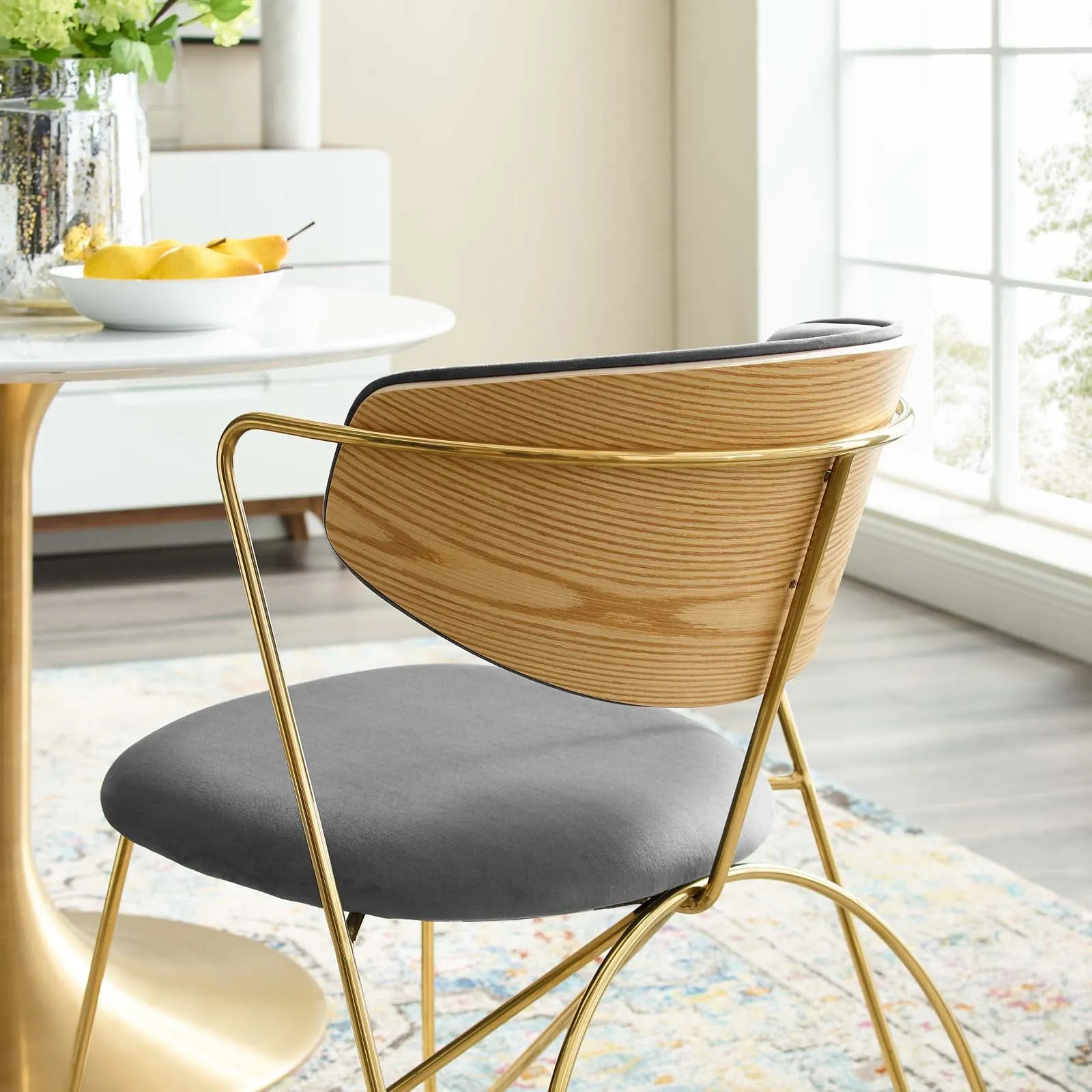 Prevail Gold Stainless Steel Dining and Accent Performance Velvet Chair by Modway