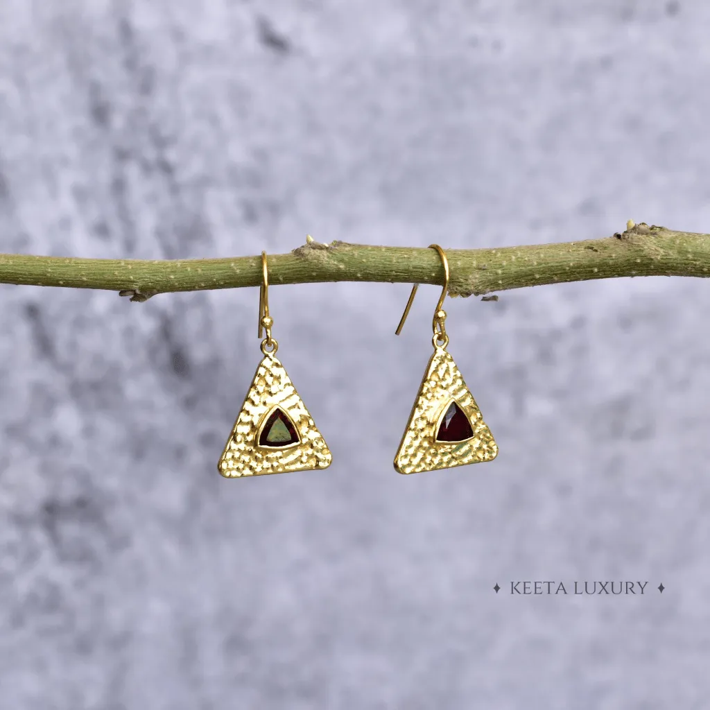 Pyramid - Garnet Earrings