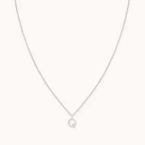 Q Initial Pavé Pendant Necklace in Silver