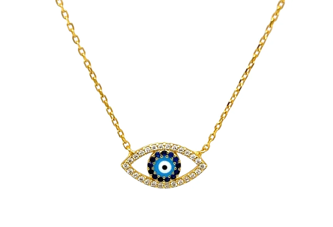 "ARIES" Evil Eye Turquoise & Sapphire CZ Necklace