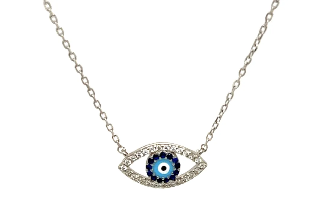 "ARIES" Evil Eye Turquoise & Sapphire CZ Necklace