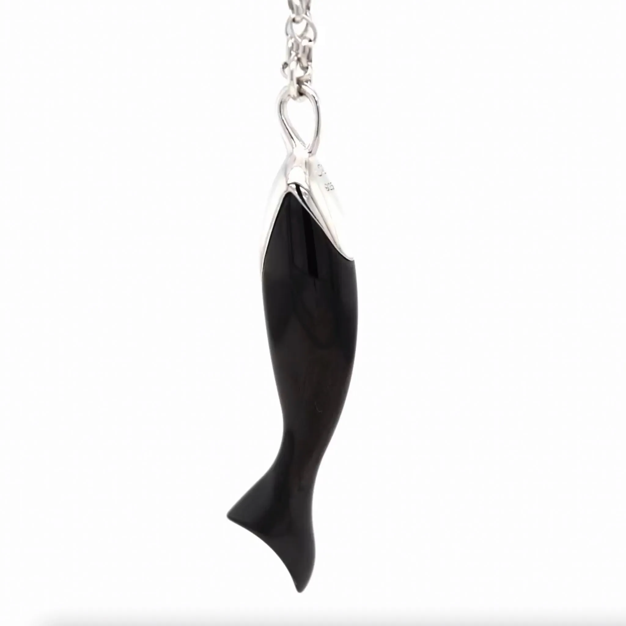 "Perseverance" Black Ceramic and Sterling Silver Fish