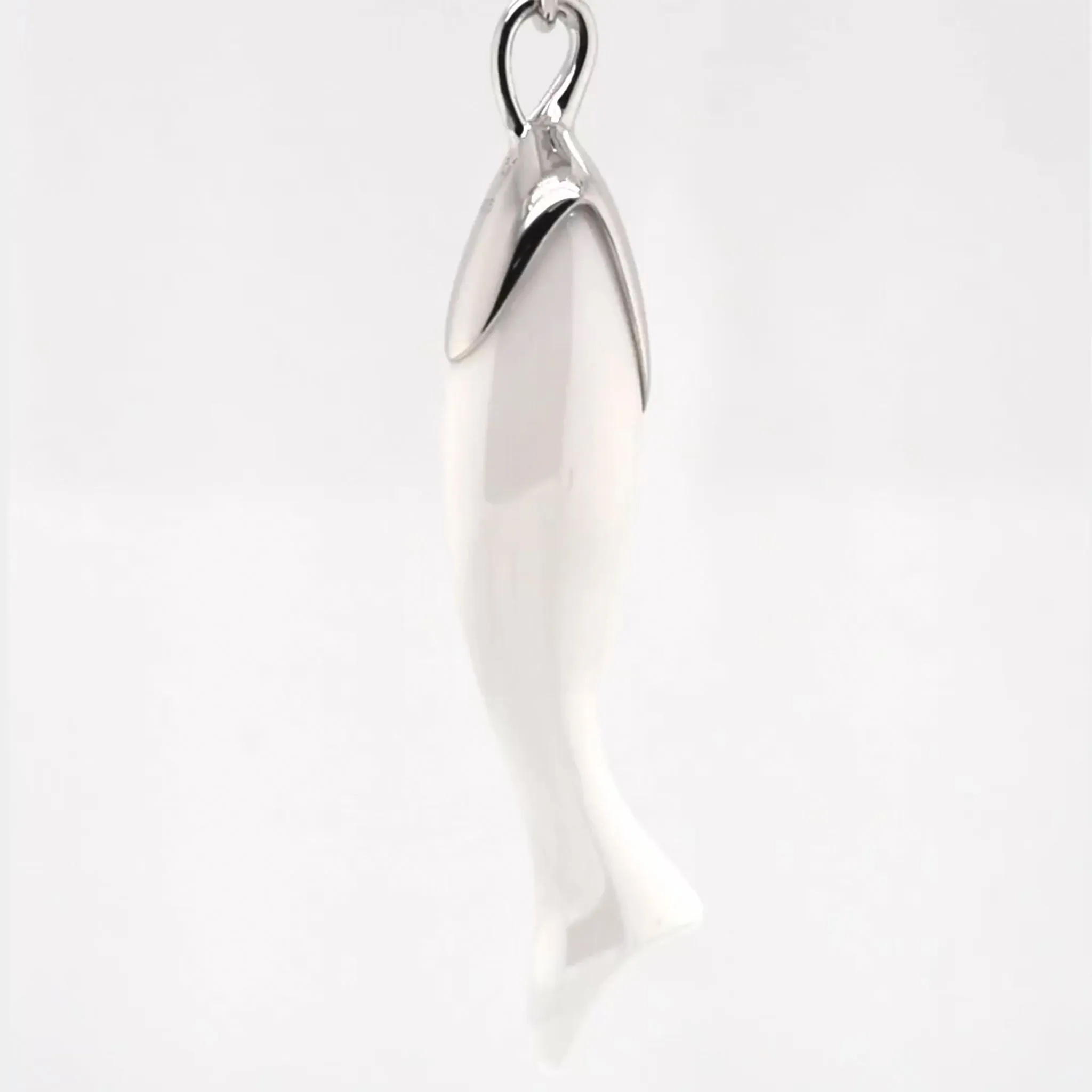 "Perseverance" White Ceramic and Sterling Silver Fish