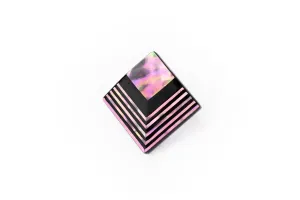 Raden Brooch - SMoonlight on Water / Pink Color / Large Size-, Japanese Lacquer Jewelry, Kyoto Jewelry