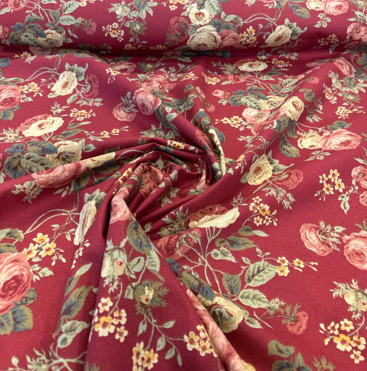 Richloom Vintage Floral Bethany Ruby Drapery Upholstery Fabric By The Yard