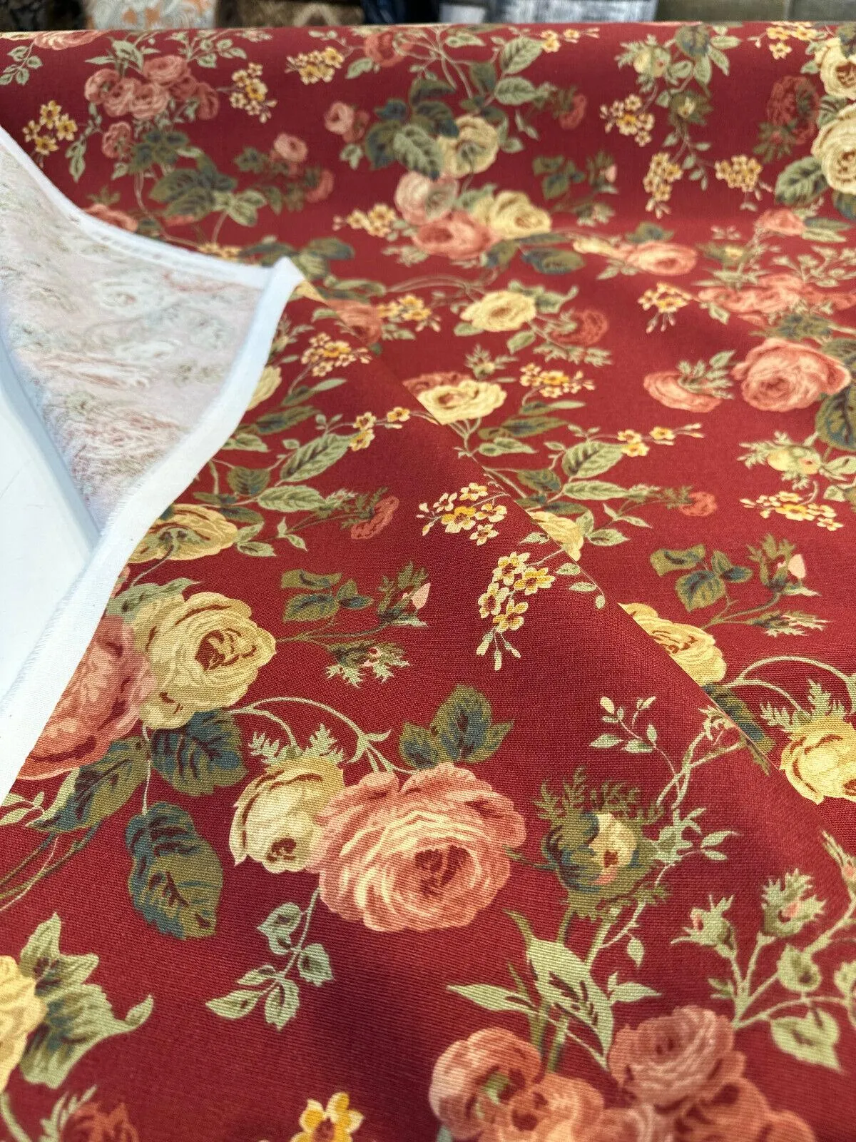 Richloom Vintage Floral Bethany Ruby Drapery Upholstery Fabric By The Yard