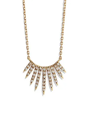 Rising Diamond Sunbeams Yellow Gold Necklace