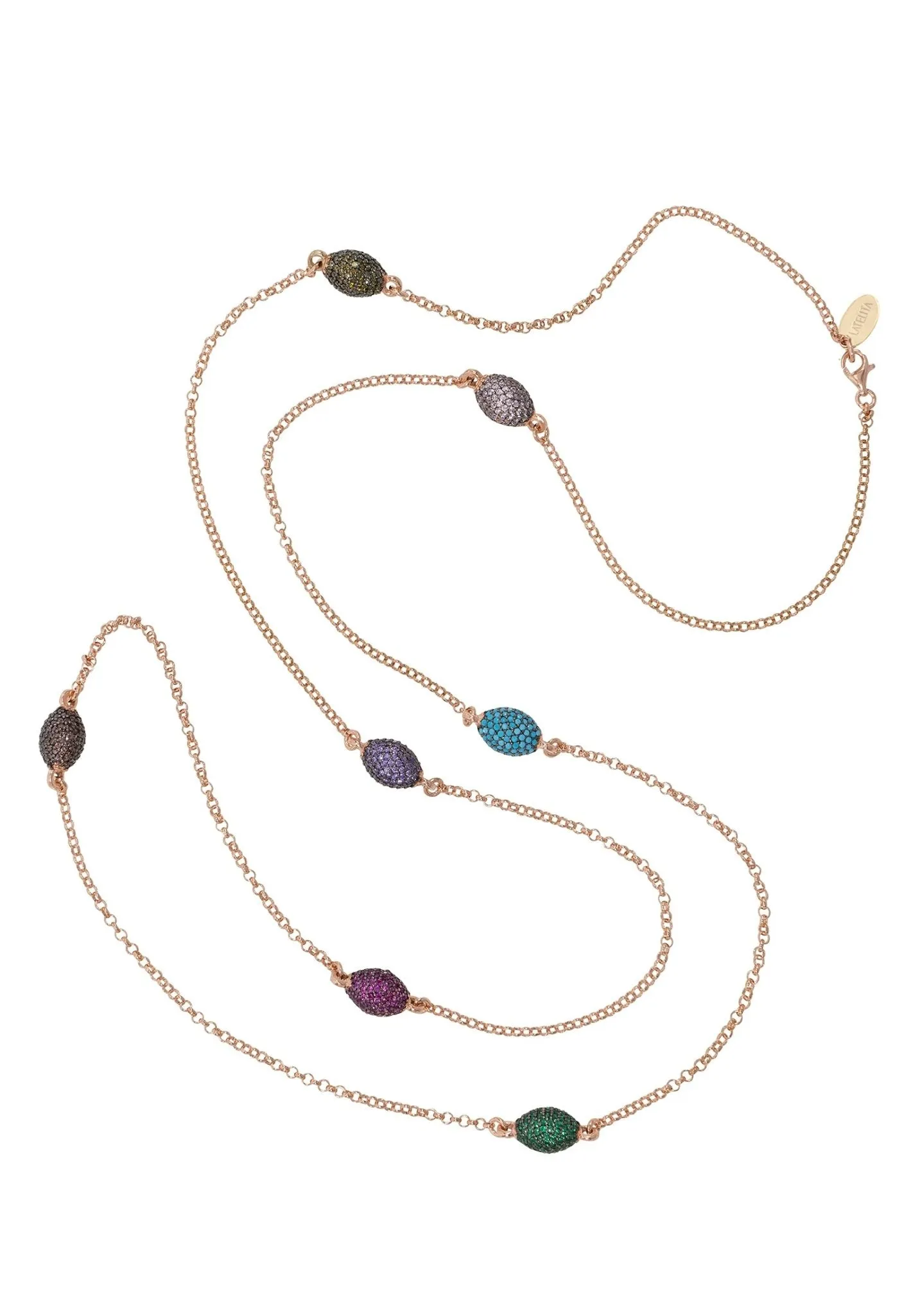 Rococo Rainbow Long Necklace Rosegold