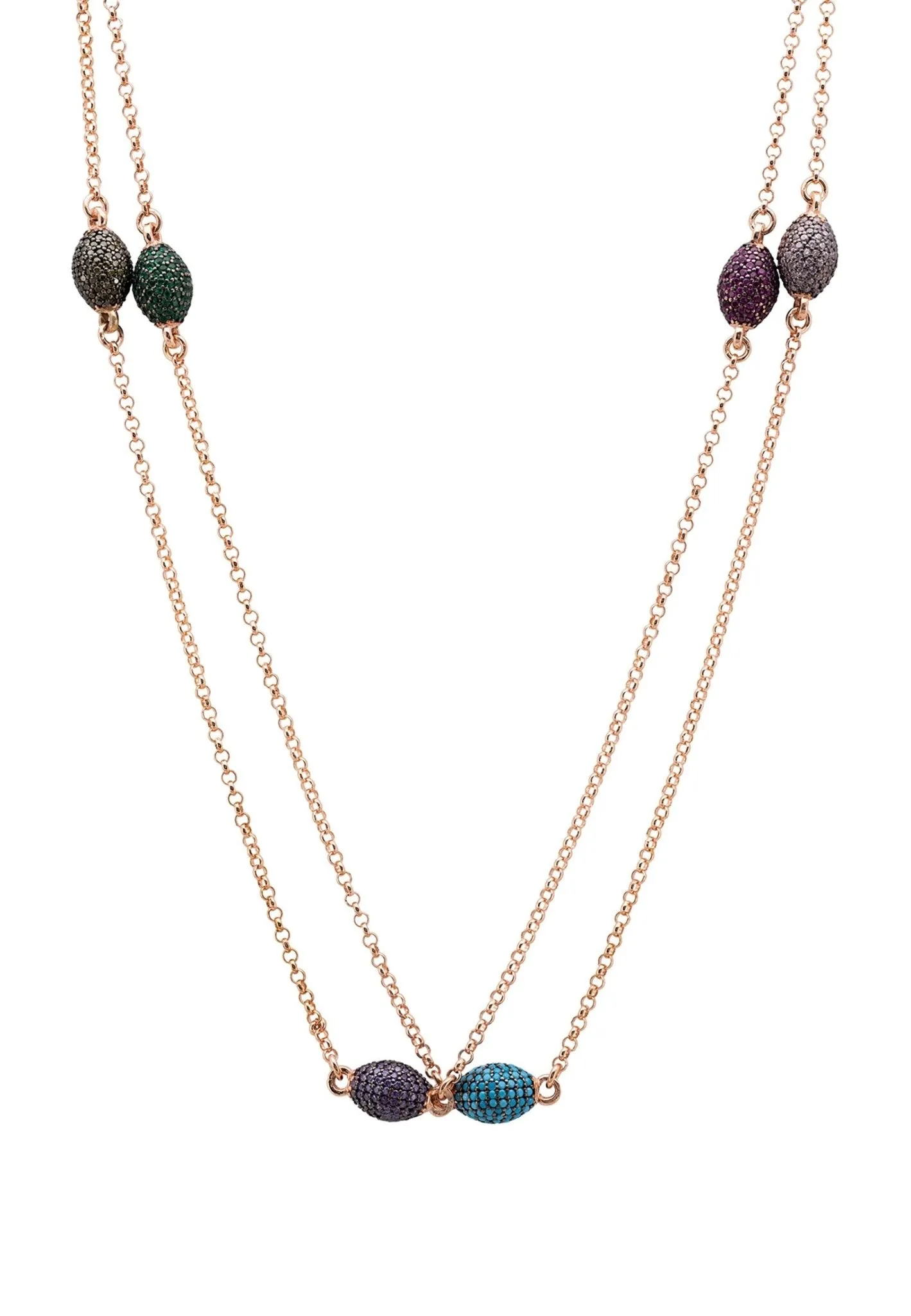 Rococo Rainbow Long Necklace Rosegold