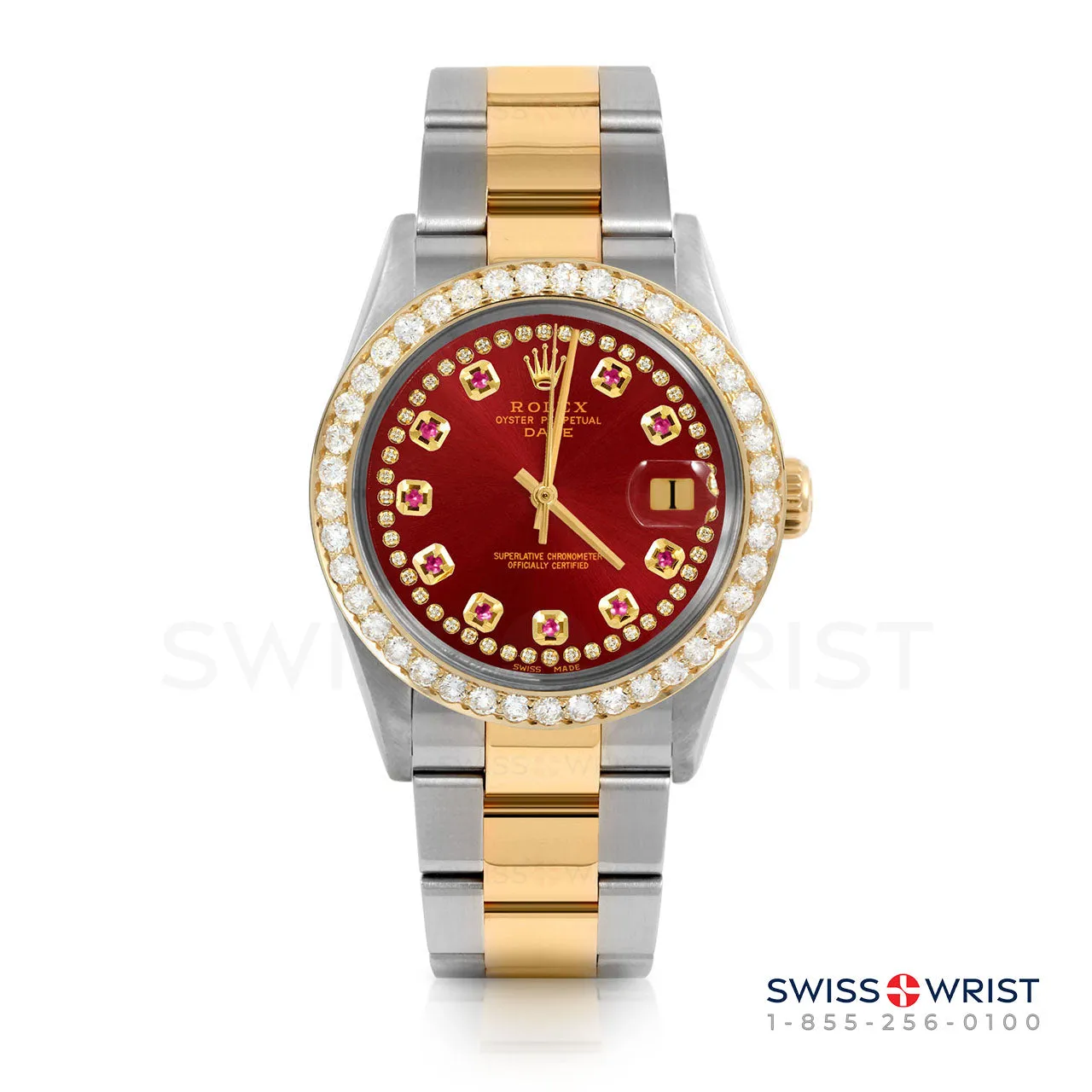 Rolex Date 34mm | 1500-TT-RED-STRR-2CT-OYS