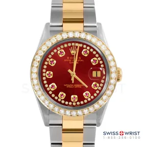 Rolex Date 34mm | 1500-TT-RED-STRR-2CT-OYS