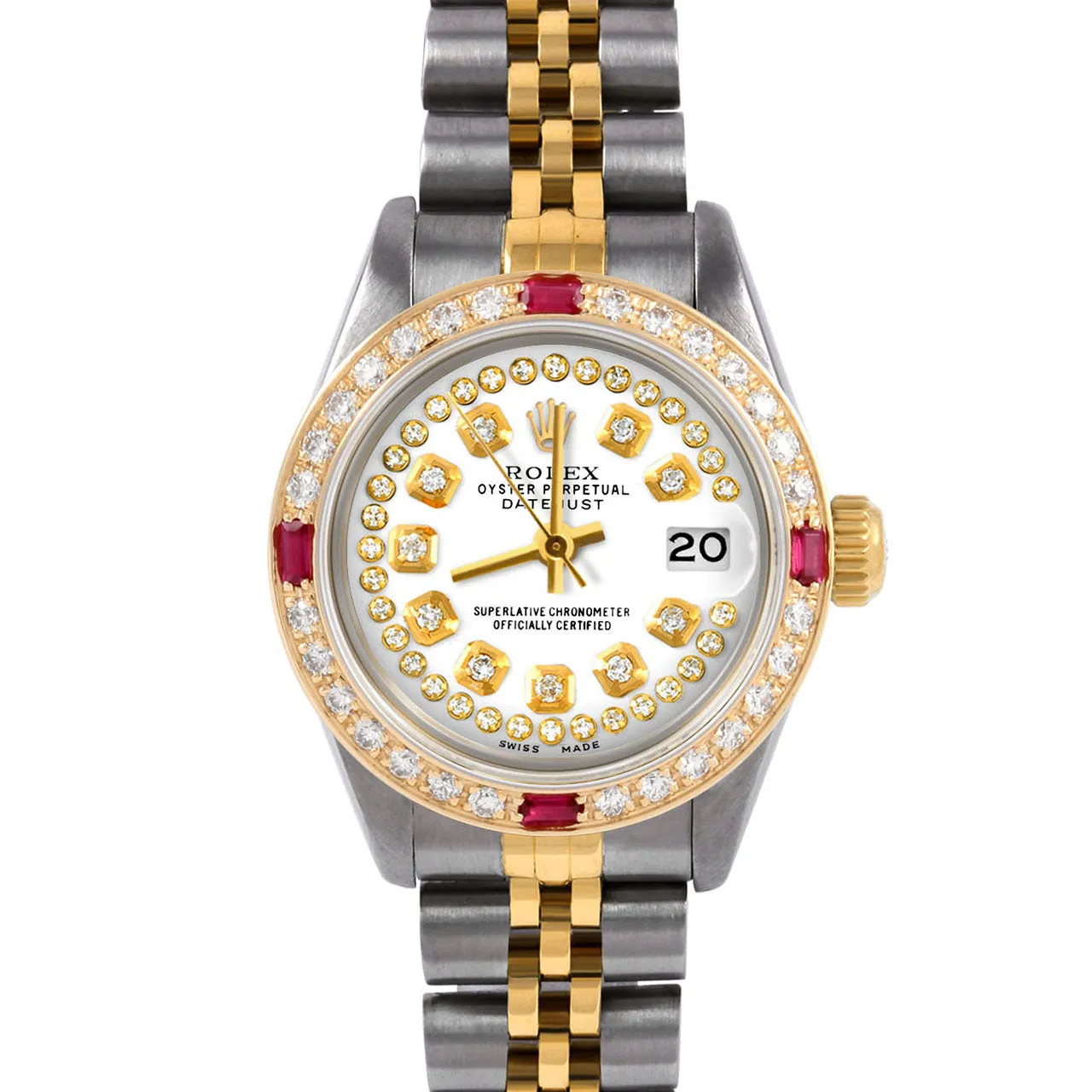 Rolex Datejust 26mm | 6917-TT-WHT-STRD-4RBY-JBL