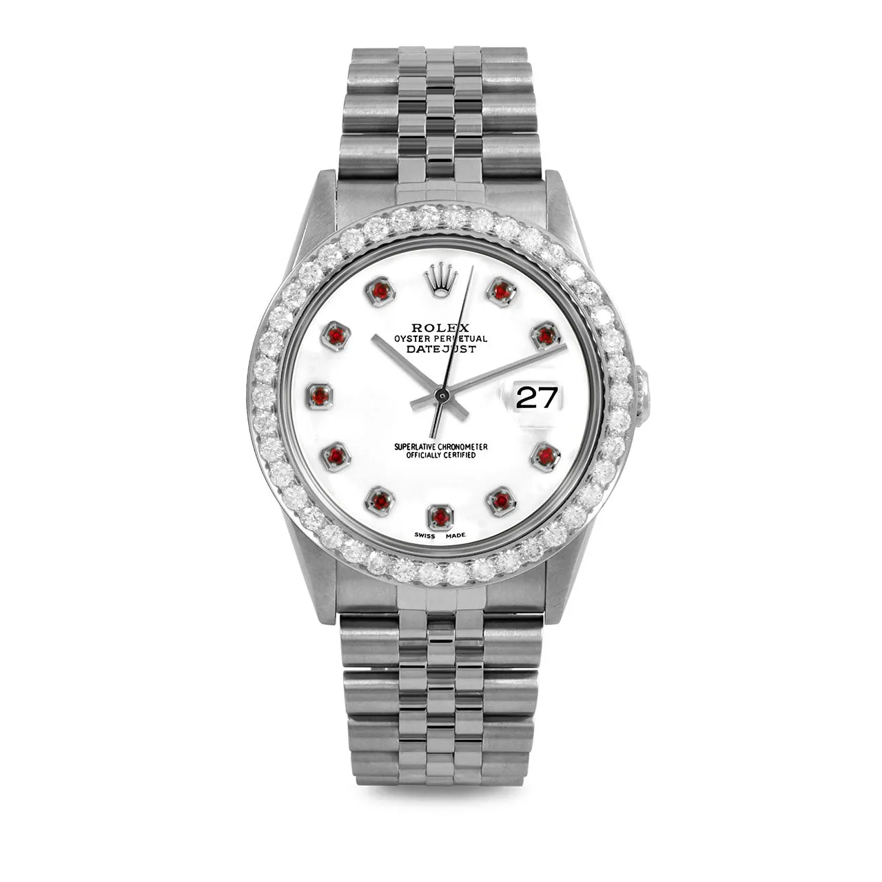 Rolex Datejust 36mm | 16234-WHT-RBY-AM-25CT-JBL