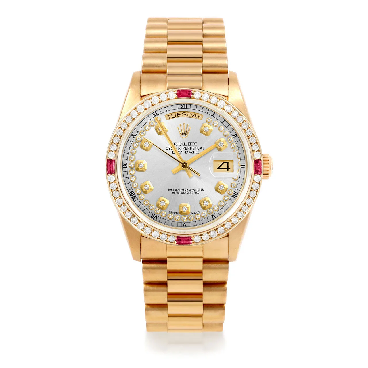 Rolex Day-Date 36mm | 18038-SLV-STRD-4RBY-PRS