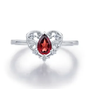 Rosy Heart Mozambique Garnet Ring