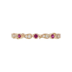 Round Ruby and Diamond Wedding Band