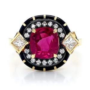 Ruby, Diamond, & Enamel Ring - "Rock Candy Glamour"