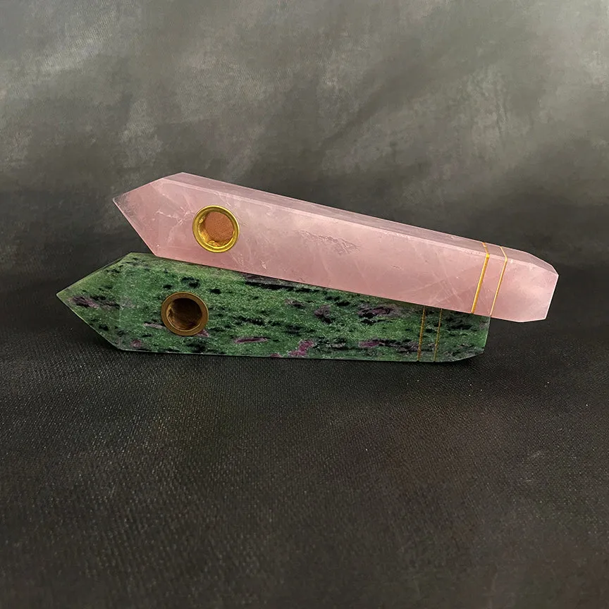 RUBY IN ZOISITE GEMSTONE PIPE