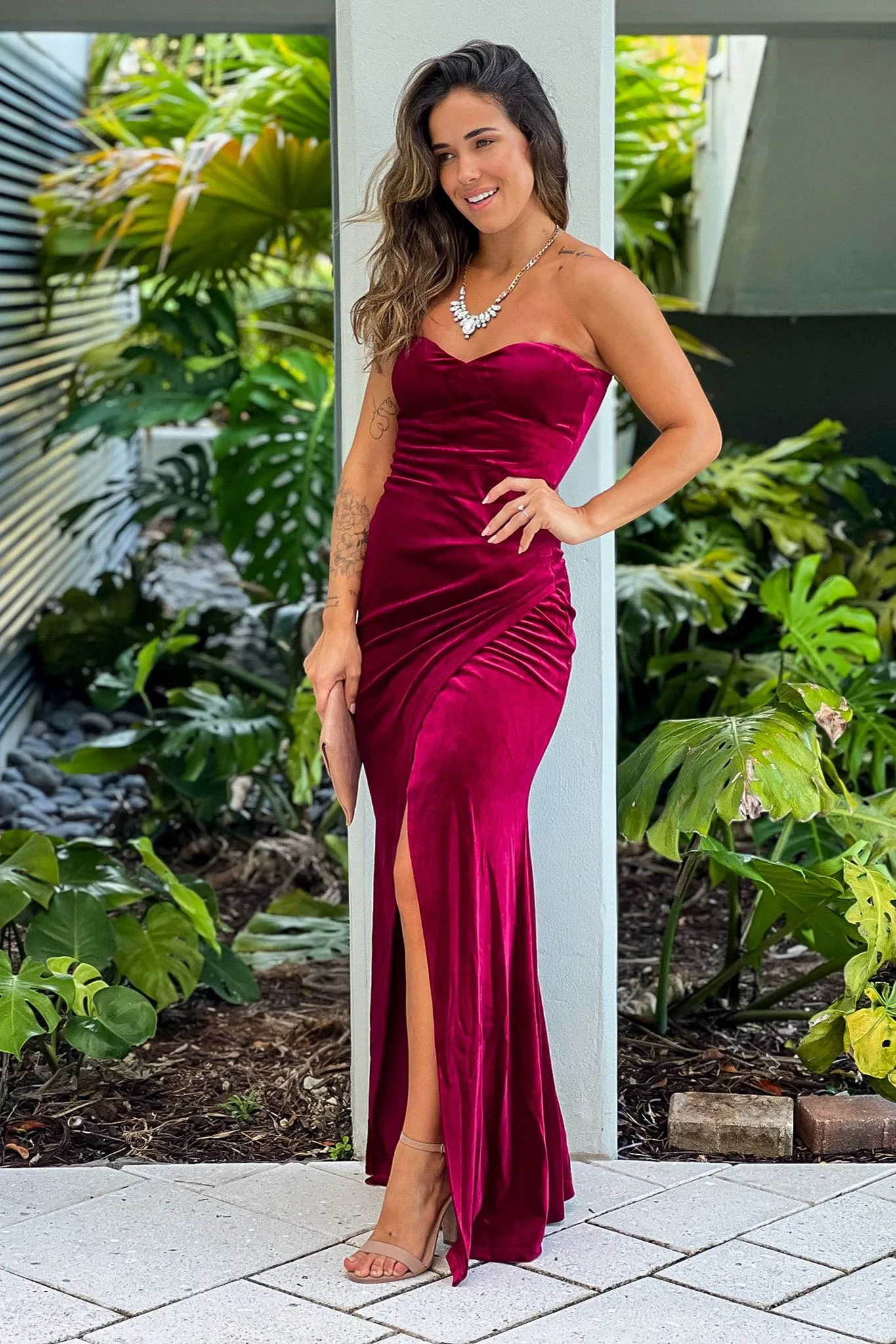 Ruby Strapless Velvet Maxi Dress