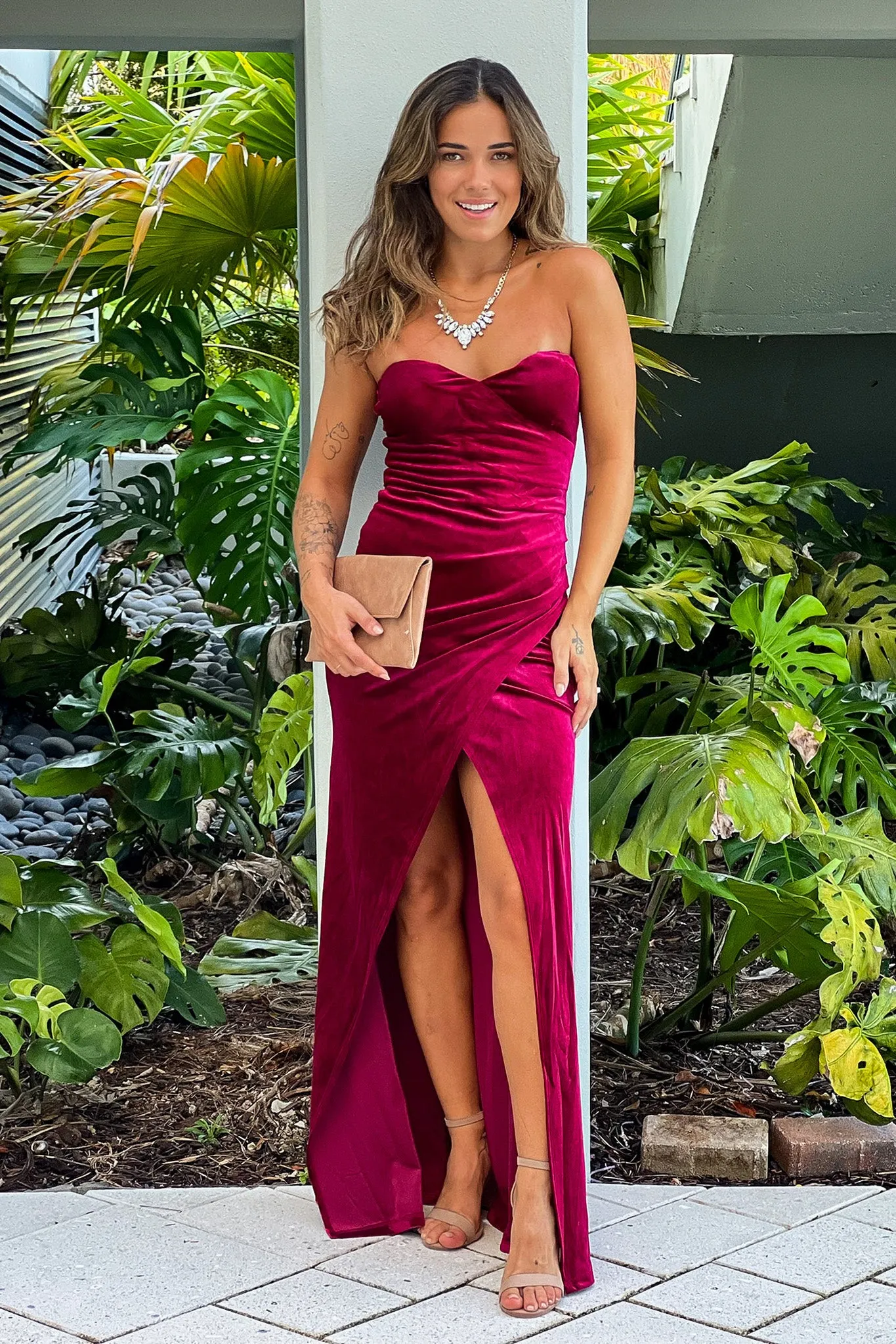 Ruby Strapless Velvet Maxi Dress