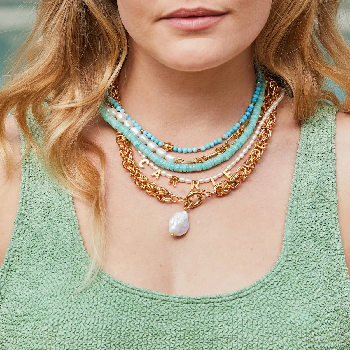 Santorini Chunky Amazonite Beaded Necklace