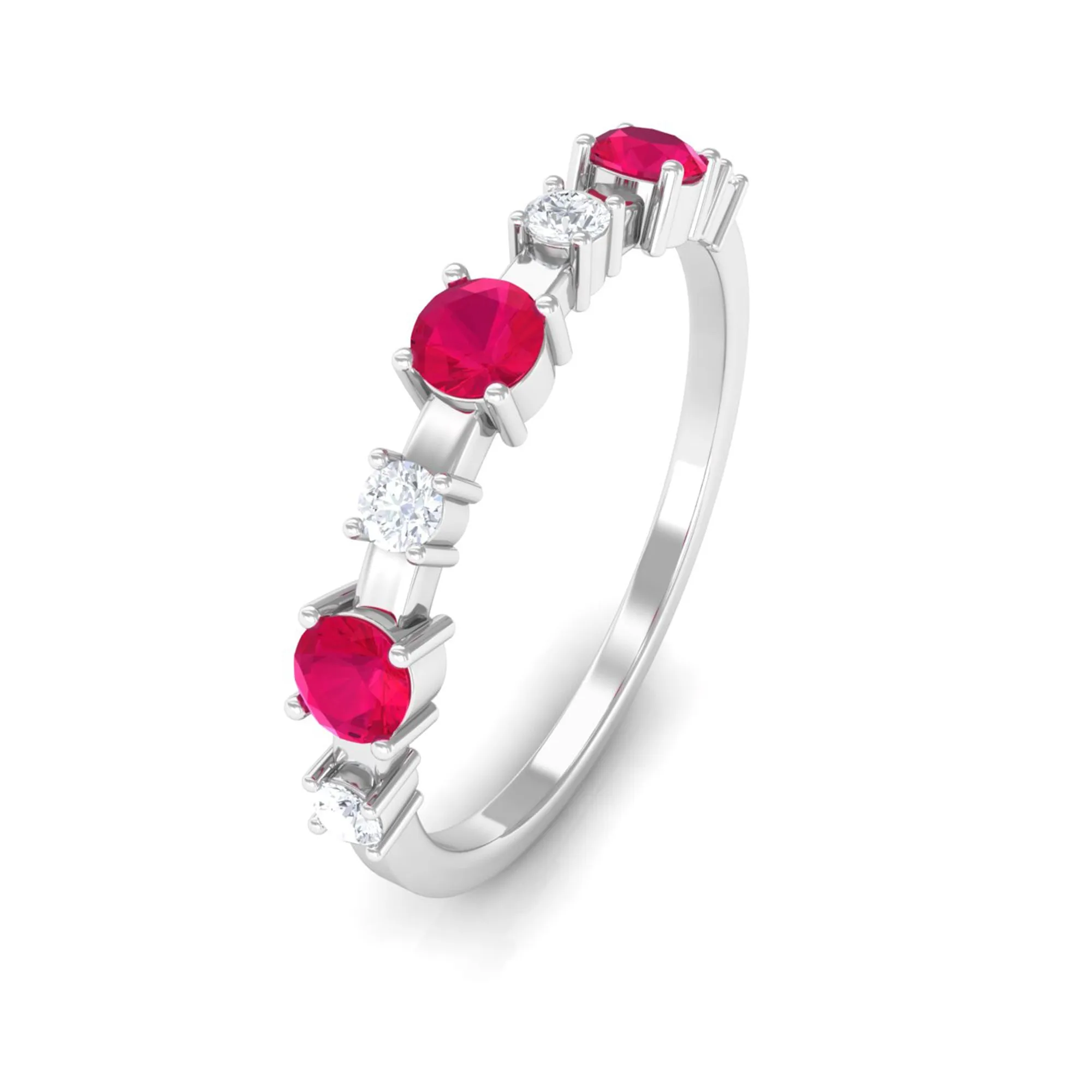 Semi Eternity Ring with Ruby and Diamond