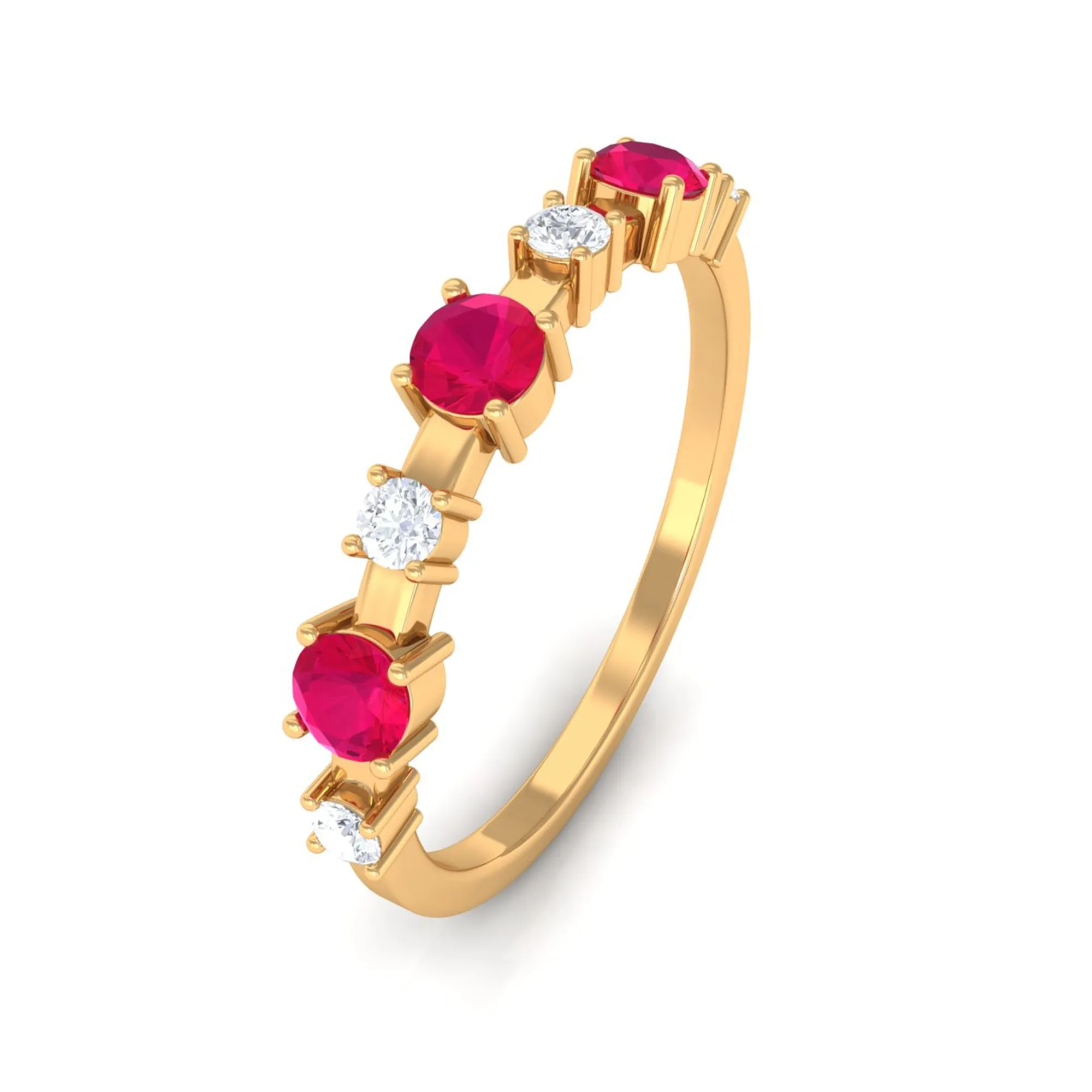 Semi Eternity Ring with Ruby and Diamond