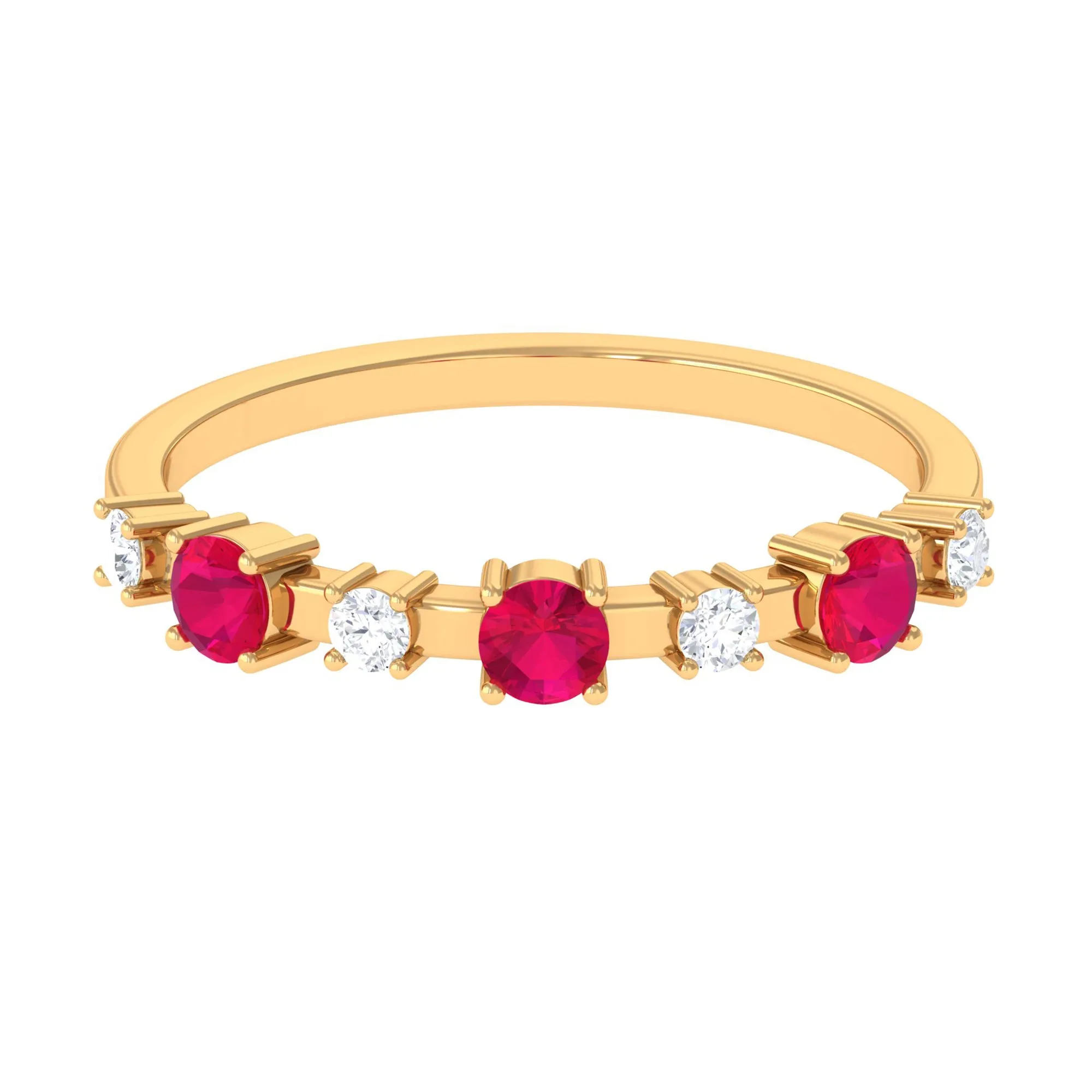 Semi Eternity Ring with Ruby and Diamond