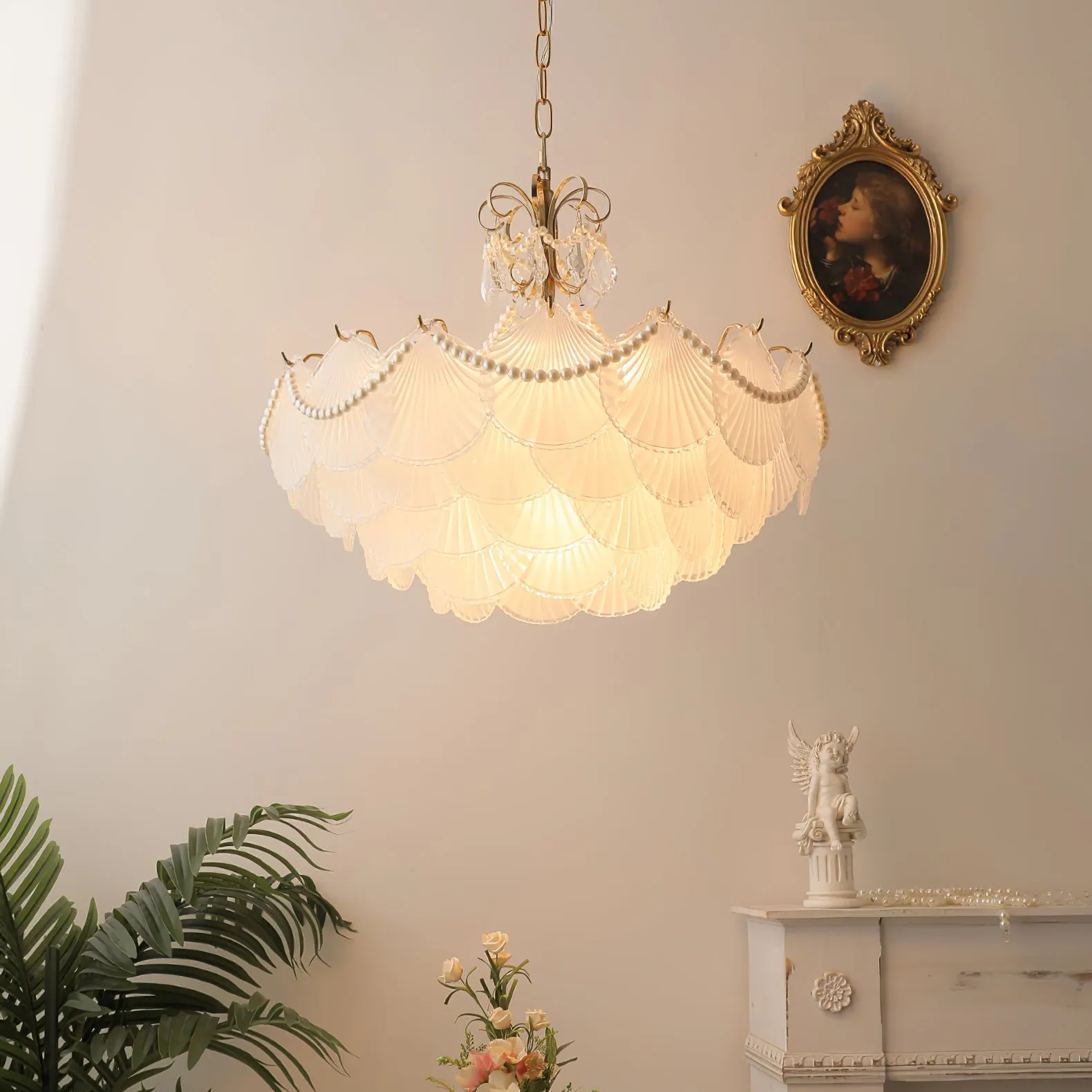 Shell Shade Crystal Chandelier